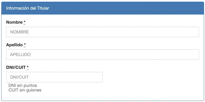 datos del titular del vehículo para verificación técnica